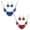 FIBLOOM 2 Set 2 Colors Resin Trapezoid Dangle Earrings with Iron Pins & Pendant Necklace SJEW-FI0001-28-8