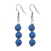 Dyed Nature Lava Rock Round Beaded Dangle Earrings for Women EJEW-JE05636-05-1