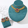 Flat Round Alloy & Rhinestone Pendant Necklace & Earring FS-WGBAA8A-01-1