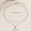 Stainless Steel Pave Clear Cubic Zirconia Ring Letter D Pendant Necklaces for Women QW1472-2