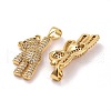 Brass Micro Pave Clear Cubic Zirconia Pendants X-KK-K258-21G-RS-2