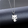 Cat Shape Stainless Steel Pendant Necklaces PW-WGF5F36-01-2