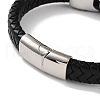 Men's Braided Black PU Leather Cord Bracelets BJEW-K243-13AS-3