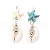 2Pcs Natural Mixed Cowrie Shell Pendants PALLOY-JF03860-1