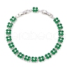 Noble Gift Ideas for Lady Platinum Tone Brass Micro Pave Cubic Zirconia CZ Flower Link Chain Bracelets BJEW-L472-09-1-1