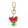 7Pcs 7 Colors Flower Glass Pendants Decorations HJEW-MZ00247-4