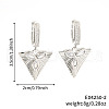 Elegant Brass Clear Cubic Zirconia Triangle Hoop Earrings TA2426-2-2