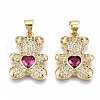 Brass Micro Pave Clear Cubic Zirconia Pendants ZIRC-S067-213-NF-1