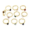 316 Stainless Steel with Natural Mixed Gemstone Cuff Rings RJEW-Z098-01G-02-4