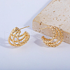 C-shaped Twisted Brass Stud Earrings IU4214-4