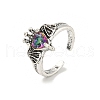 Zinc Alloy Rhinestone Solitaire Ring RJEW-Z048-03AS-01-1