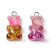 Two Tone Transparent Resin Glitter Pendants RESI-E021-02P-2