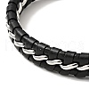 Leather & 304 Stainless Steel Braided Cord Bracelet with Magnetic Clasp for Men Women BJEW-C021-21-4