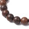 4Pcs Dyed Natural Lava Rock & Wood  Round Beads Stretch Bracelets BJEW-JB11886-5
