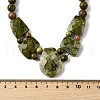 Natural Unakite Faceted Bib Graduated Beaded Necklaces for Women NJEW-B128-01N-5
