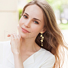 ANATTASOUL 2 Pairs 2 Style Cat Eye Planet & Brass Star Asymmetrical Earrings EJEW-AN0002-20-5