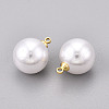 Brass & ABS Plastic Imitation Pearl Pendants KK-N261-14mm-121G-2