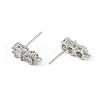 Brass Micro Pave Clear Cubic Zirconia Stud Earring Findings KK-C107-06P-2