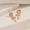 Elegant Brass Pave Clear Cubic Zirconia Flower with Bowknot Stud Earrings OP0904-5