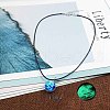 Zinc Alloy & Luminous Blue Glass Flat Round with Constellation Pendant Black Waxed Cord Necklaces WG9F396-06-1