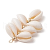 Natural Cowrie Shell Color-Changing Cluster Pendants PALLOY-JF03560-01-4