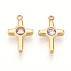Ion Plating(IP) 304 Stainless Steel Micro Pave Cubic Zirconia Charms STAS-N110-01C-G-1