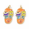 Brass Micro Pave Clear Cubic Zirconia Pendants KK-E068-VF021-2