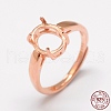 Adjustable 925 Sterling Silver Finger Ring Components STER-P033-17RG-4