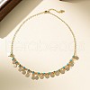 Flat Round Alloy & Synthetic Turquoise Pendant Necklaces & Bracelets Sets FS-WG9B54E-01-2