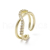 Rack Plating Brass Micro Pave Cubic Zirconia Open Cuff Rings RJEW-K257-29G-1