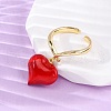 Brass Enamel Open Cuff Rings for Women RJEW-U057-14B-G-3