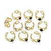 316 Stainless Steel with Natural Mixed Gemstone Cuff Rings RJEW-Z098-01G-01-4