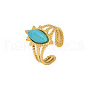 Horse Eye Synthetic Turquoise Ring QI0538-6