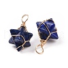 Natural Lapis Lazuli Dyed Copper Wire Wrapped Pendants G-B041-02G-13-3
