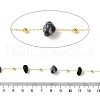 Handmade Natural Snowflake Obsidian Chip Beaded Chains CHC-F020-09G-07-2