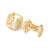 Heart Brass Pave Clear Cubic Zirconia Hoop Earrings EJEW-M258-20G-2