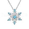 Alloy Pave Cubic Zirconia Christmas Snowflake Pendants Necklaces for Women FS-WG170D7-01-2