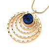 Natural Quartz Flat Round Pendant Necklace with 304 Stainless Steel Snake Chain NJEW-K244-06G-3