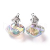 UV Plating Rainbow Iridescent Transparent Acrylic Pendants OACR-P014-02P-02-2