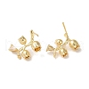 Brass with Clear Cubic Zirconia Stud Earring Findings KK-G499-03G-2