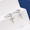 S925 Sterling Silver Micro Pave Clear Cubic Zirconia Hoop Earrings for Women EJEW-G427-01P-02-2