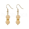 Round Natural Yellow Jade Dangle Earrings EJEW-JE06464-2