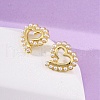Heart Brass Stud Earrings EJEW-H158-09G-3