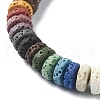 Dyed Natural Lava Rock & Coconut Rondelle Beaded Stretch Bracelet BJEW-JB09678-3