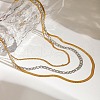 304 Stainless Steel Flat Snake Chain Figaro Chain Twisted Chain 3 Layer Necklaces for Women NJEW-K288-04GP-1