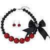 Fashionable Bohemian Style Resin Round Beaded Dangle Earrings & Necklaces Sets FS-WG6B49E-01-2