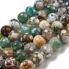 Faceted Natural Fire Crackle Agate Beads Strands G-F447-12mm-N03-2