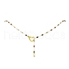 Adjustable 304 Stainless Steel & Faceted Round Mixed Gemstone Handmade Link Chain Lariat Necklaces NJEW-JN05213-3
