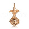 Golden Plated Brass Hollow Round Cage Pendants KK-J251-07G-1