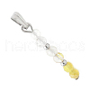Faceted Round Natural Quartz Crystal & Gold Rutilated Quartz & Yellow Opal Beaded Pendants PALLOY-JF03529-04-3